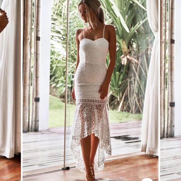 Elegant White Crochet High-Low Dress is available for purchase on au PAY  Market - Imported Goods Online Store Co.Ltd. | au PAY Market - Online  Shopping Site